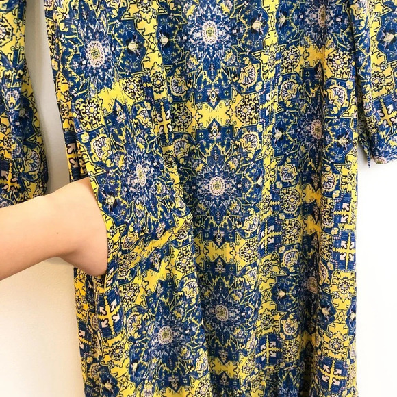 For Love and Lemons Geneva Geometric Bohemian V Neck Long Sleeve Maxi Dress XS - Picture 6 of 11